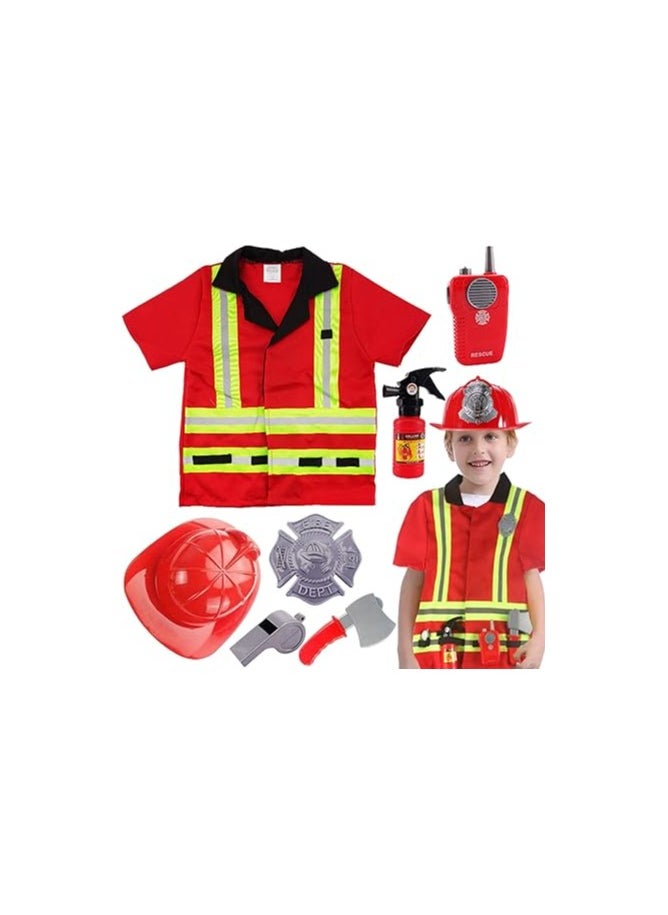 Home Smart Home Smart Firefighter Role Play Dress Up Costume with Accessories Fire Extinguisher for Boys and Girls  - Image 1