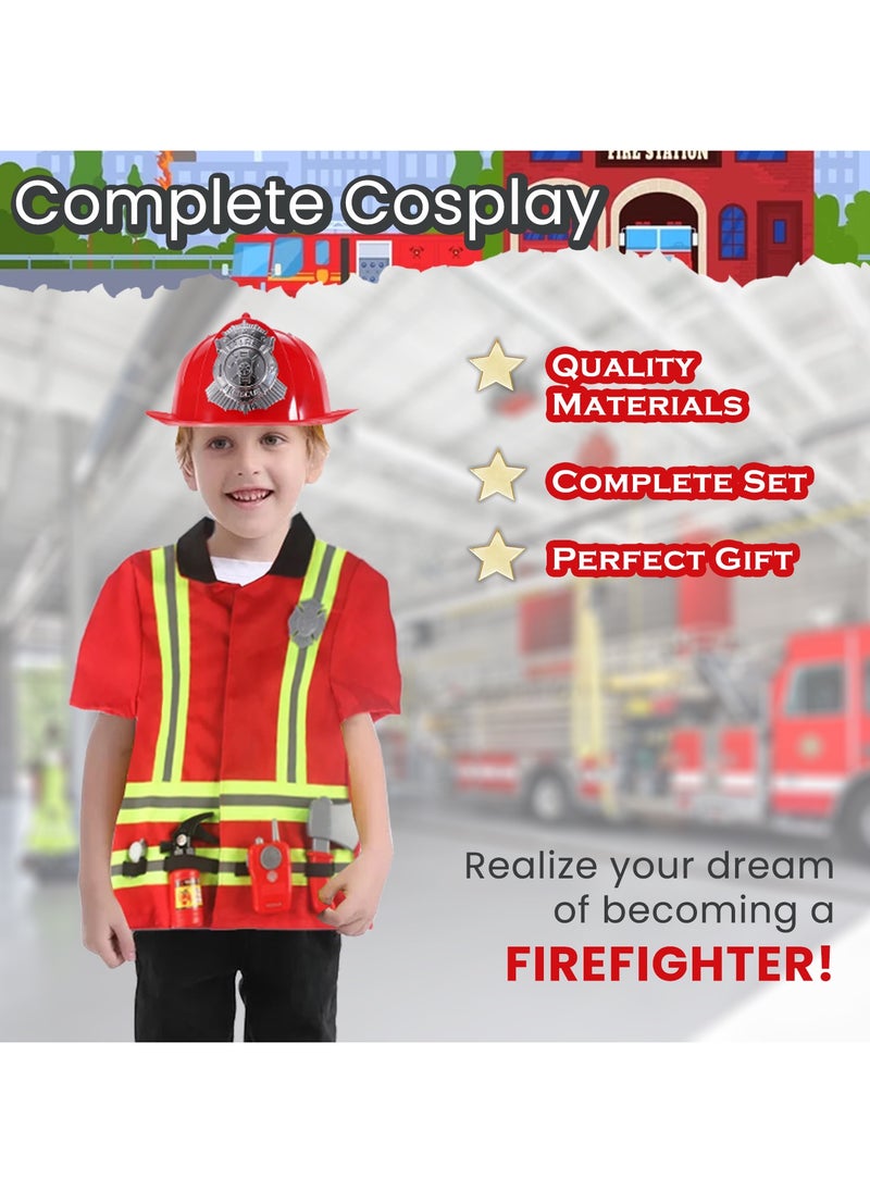 Home Smart Home Smart Firefighter Role Play Dress Up Costume with Accessories Fire Extinguisher for Boys and Girls  - Image 4