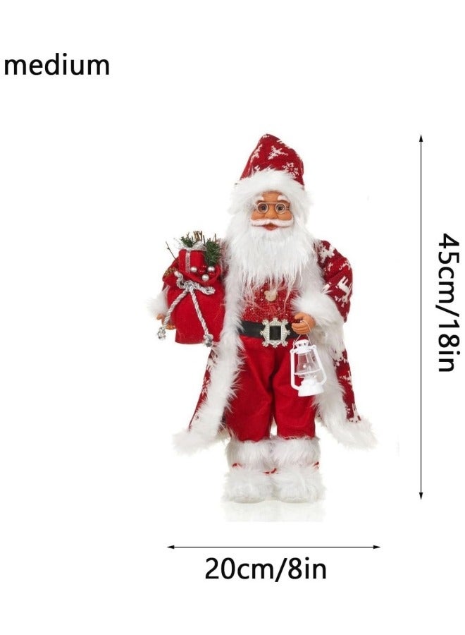 CCOVERY تمثال سانتا كلوز الأحمر يحمل الهدايا دمية واقفة تمثال سانتا دمية محبوكة 45 سم - Image 2