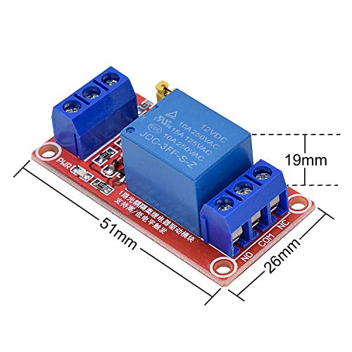 Valefod DC 12V Relay Module 1-Channel Relay Switch with Optocoupler Isolation High/Low Level Trigger, Pack of 10 - Image 5