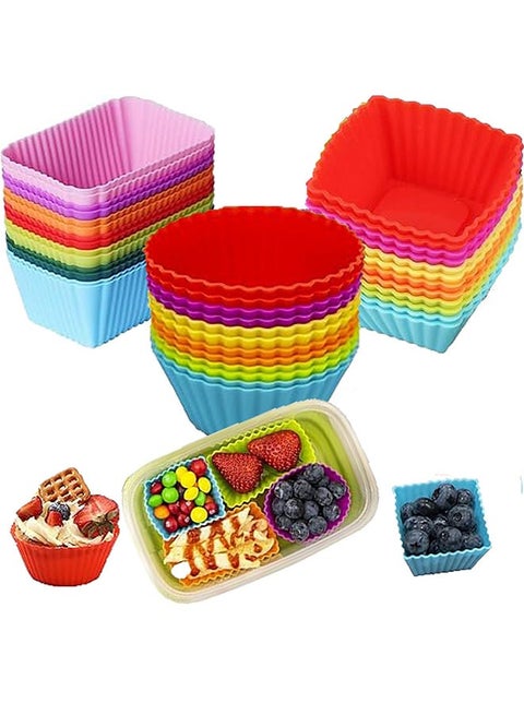 Silicone Baking Cups, 36 Pcs Silicone Cupcake Liners, Baking Cups Cupcake Muffin Baking Cups, Chocolate cup Mold for Bakeware Baking Pan & Cupcake Pan, Muffin Cupcake Molds (Multicolored)
