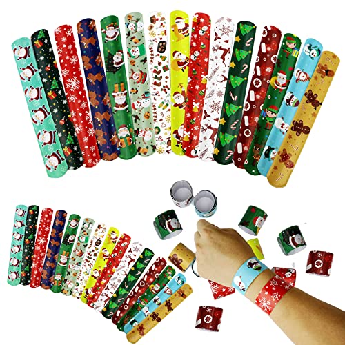 DimiGlobal 45Pcs Christmas Slap Bracelets for Kids Christmas Slap Bracelets Bulk for Boys and Girls holiday Slap Bracelet Party Supplies Favors Classroom Prizes Exchanging Gifts - Image 5