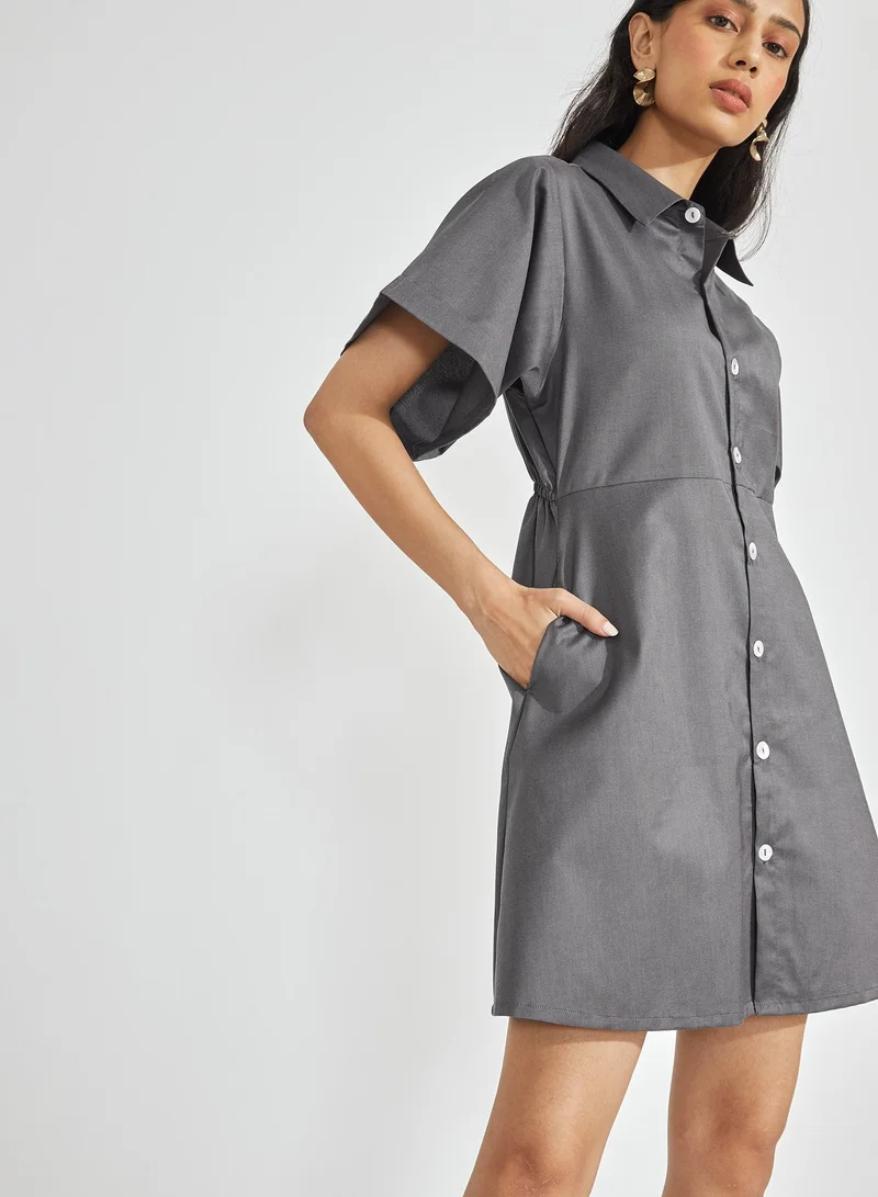 ذا ليبل لايف Button-Down A-Line Shirt Dress
