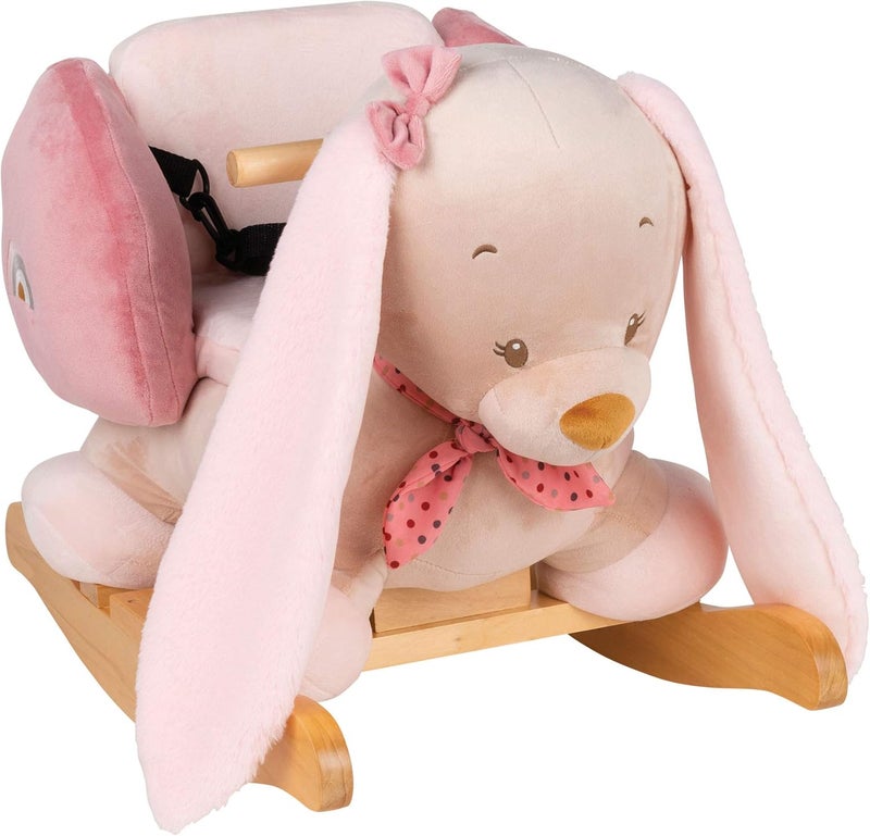 Nattou Baby Rocking Animal, Fully Padded Plush Rocker, Safety Harness Included, 100 Percent Super Soft Polyester, 10-36 Months, Pauline the Bunny - Image 1