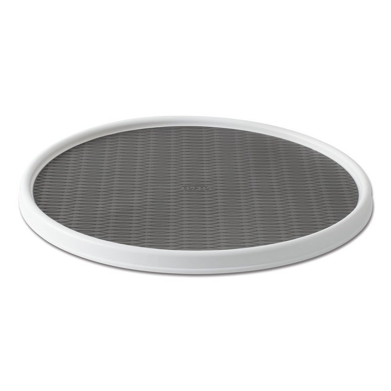 Copco 18-Inch Lazy Susan Turntable Organizer, Non-Skid Pantry or Cabinet Spinner for Spices, Condiments, and Bottles, Durable White/ Gray Design - Image 1