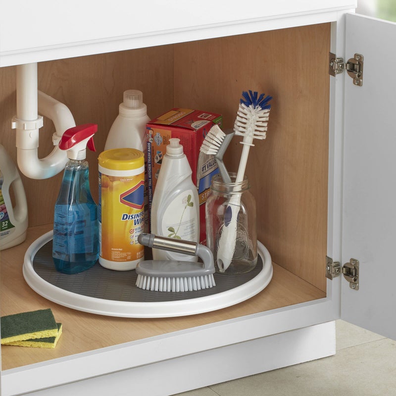 Copco 18-Inch Lazy Susan Turntable Organizer, Non-Skid Pantry or Cabinet Spinner for Spices, Condiments, and Bottles, Durable White/ Gray Design - Image 4