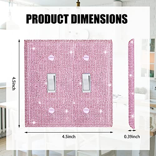Gaocai Shiny Golden Rhinestones Wall Plate Cover Double Toggle Toggle Light Switch Cover pink Rhinestones Outlet Covers Wall Plate 2 Gang Decorative - Image 2
