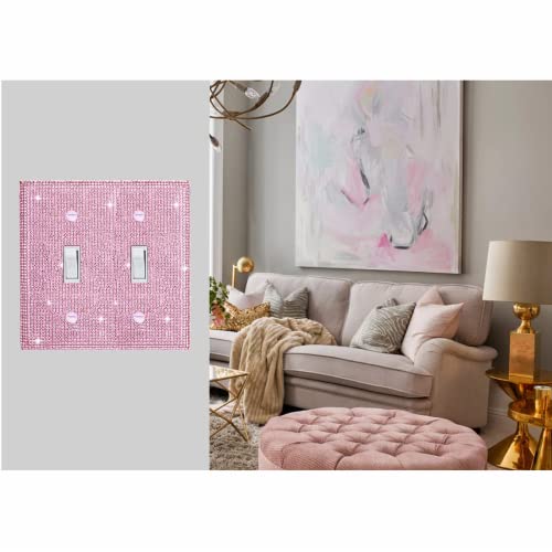 Gaocai Shiny Golden Rhinestones Wall Plate Cover Double Toggle Toggle Light Switch Cover pink Rhinestones Outlet Covers Wall Plate 2 Gang Decorative - Image 3