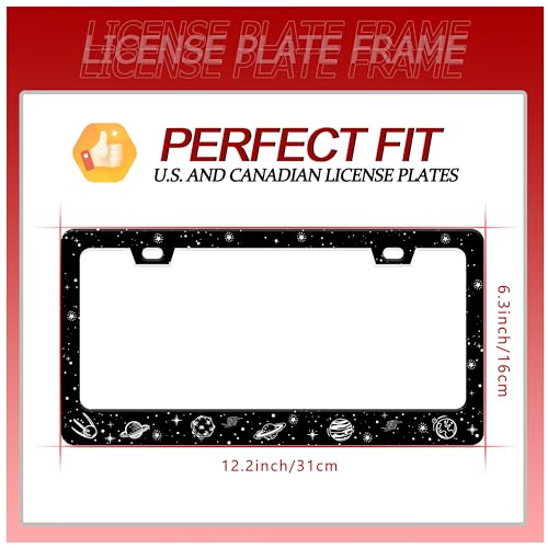 UNINDREM Galaxy Planet License Plate Frame Universe Star Stainless Steel License Plate Frame Rust-Proof Auto Parts Decoration with Screws License Plate Holder for Men Women 12x6 Inch - Image 2