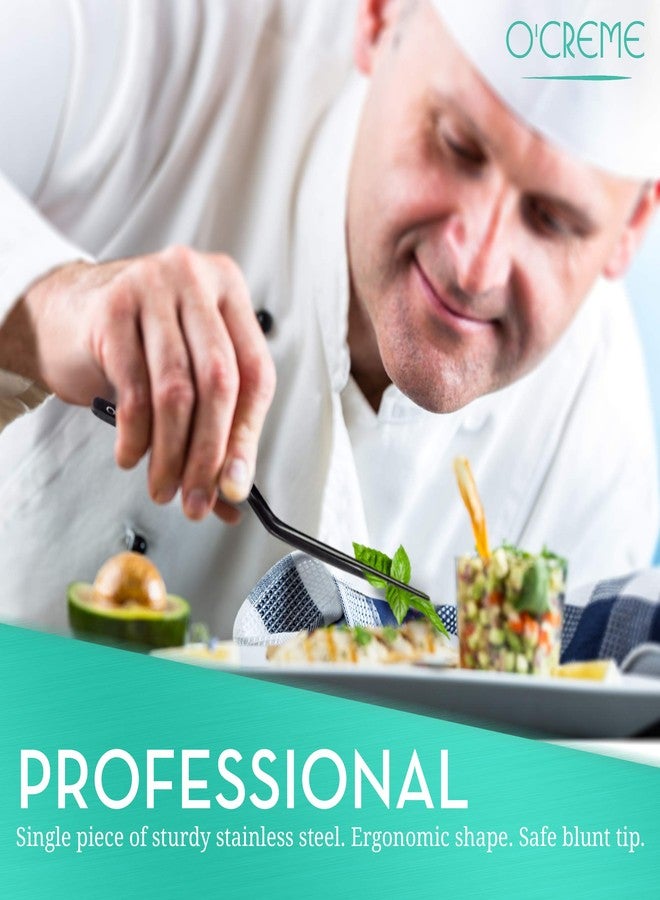 أوكريم ملقط مطبخ دقيق من الفولاذ المقاوم للصدأ الأسود من O'Creme، مقاس 8 بوصات، ذو تصميم جانبي. - Image 5