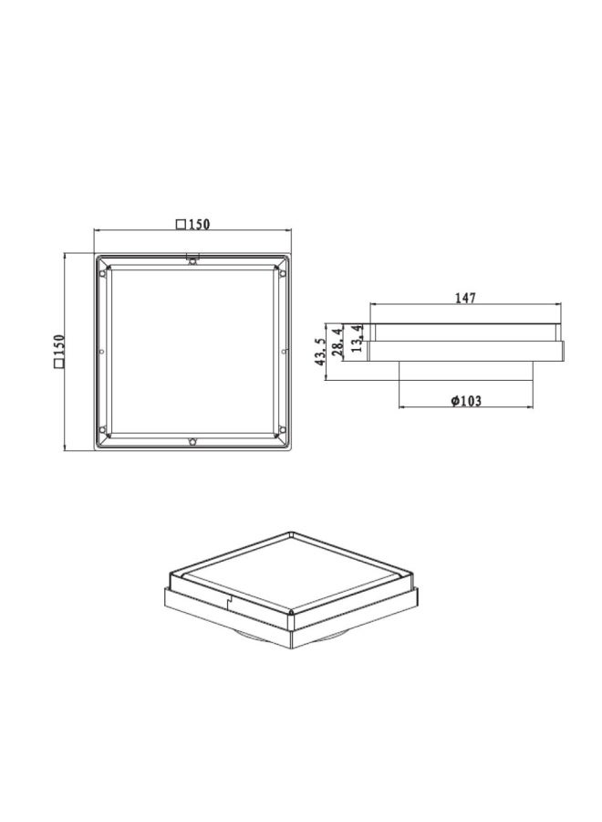 DANUBE HOME Milano Concealed Floor Drain Ss 304 Size 15X15  - Image 2