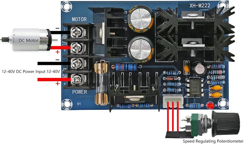 وحدة تحكم سرعة المحرك DC 12V 40V PWM، وحدة تحكم محرك 20A 800W - Image 5