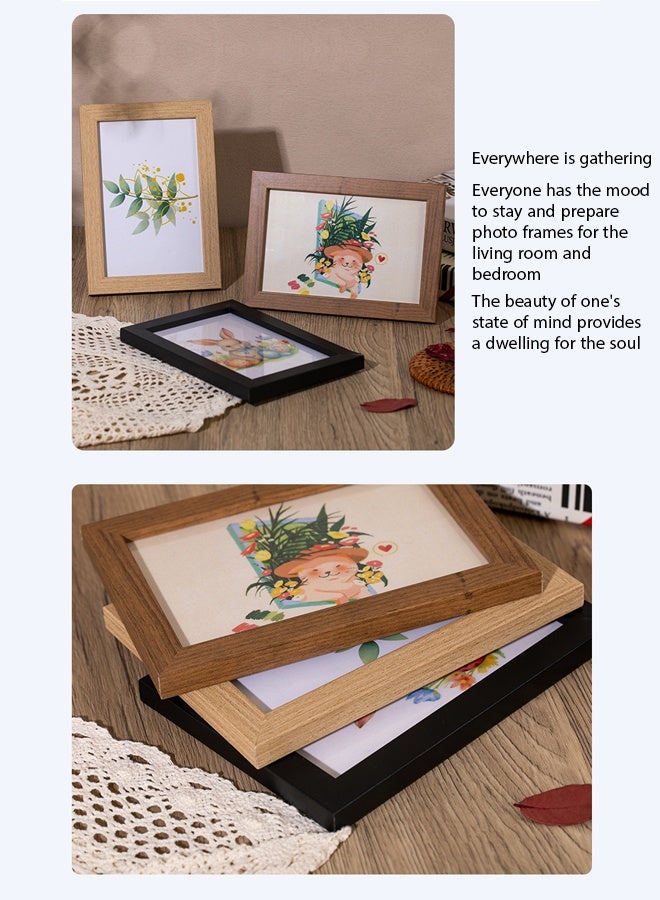 إطار صورة، إطار صورة سطح الطاولة بتنسيقات أفقية ورأسية للحائط مع حامل، عرض طاولة، جدار صور، إطار صورة خشبي إبداعي وبسيط إطار صورة مزخرف لسطح الطاولة يتضمن حاملًا مدمجًا وواجهة أكريليك A5 (القطر الداخلي 14.8 × 21 سم) - Image 3