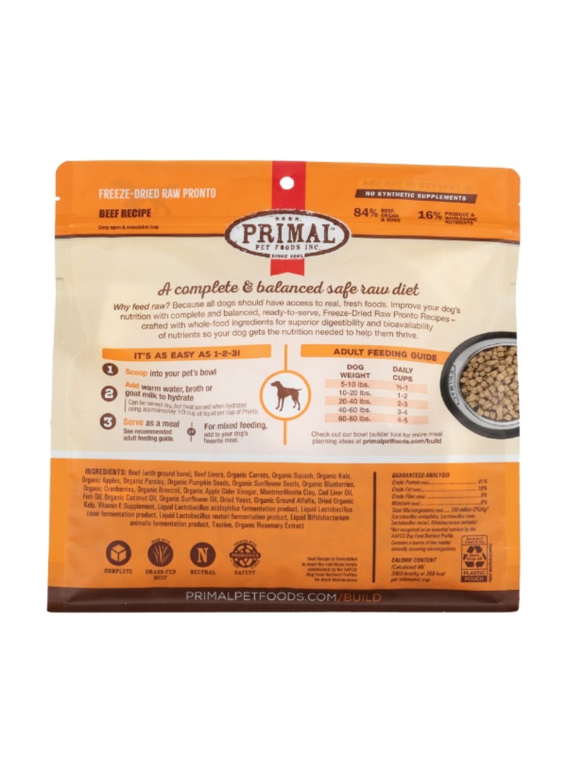 Primal Pet Foods Canine Beef Pronto Grain Free Freeze Dried Raw Dog Food 198g - Image 2