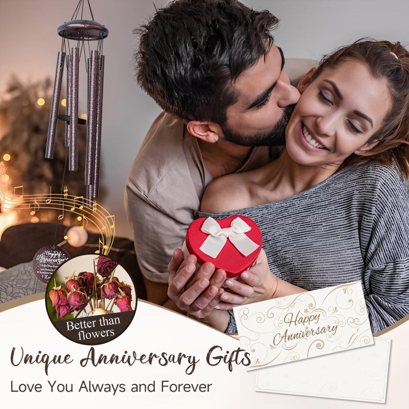 Synhonty Anniversary Wind Chimes Gifts for him her,Romantic Anniversaries for Wife, Husband, Happy Anniversary Decorations - Image 5