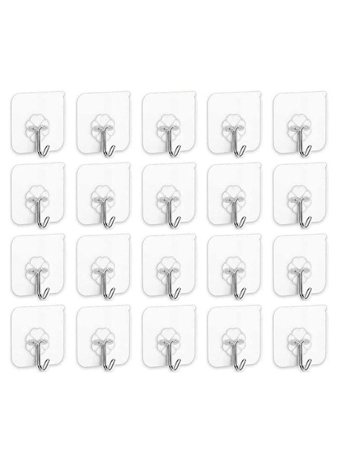SKY-TOUCH - 20 Pieces Each Pack Heavy Duty Adhesive Wall Hooks Waterproof and Oil Proof Ideal for the kitchen and bathroom transparent - Image 1