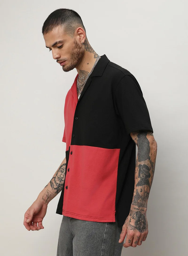 Campus Sutra Men's Crimson Red & Jet Black Maxi Checkers Shirt