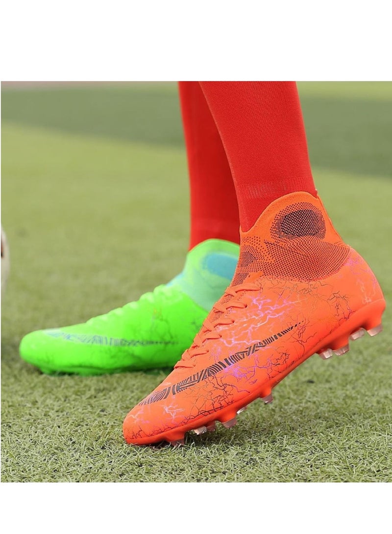 Loquat High-Top Cleats Competition Sports Football Shoes Orange/Green  - Image 2