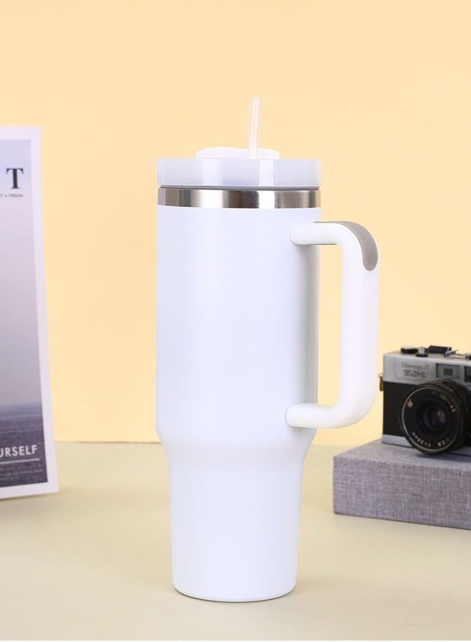 40oz Handle car cup Cold bullock cup straw cup Large capacity stainless steel thermos cup