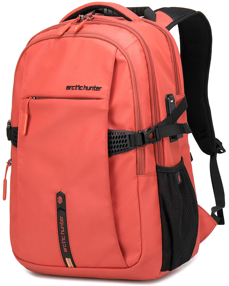 Arctic Hunter Travel Daypack Water Repellant Scratch Resistant 30L Backpack with Built In USB/Headphone Port for Men and Women, B00388, Orange