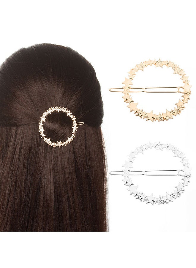 2 Pcs Minimalist Hair Clip For Women And Girls, Newly designed Geometric Metal Hair Clip Bobby Pin Ponytail Holder Hair Accessories(Gold & Silver) - Image 1