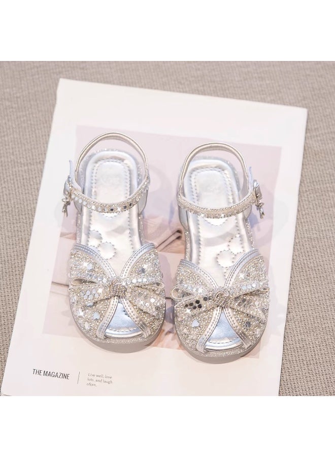 NIBEMINENT Kids'Casual Shoes Sandals  Leather Sequin  Summer Flat Shoes For Girls Breathable Anti-slip  - Image 1