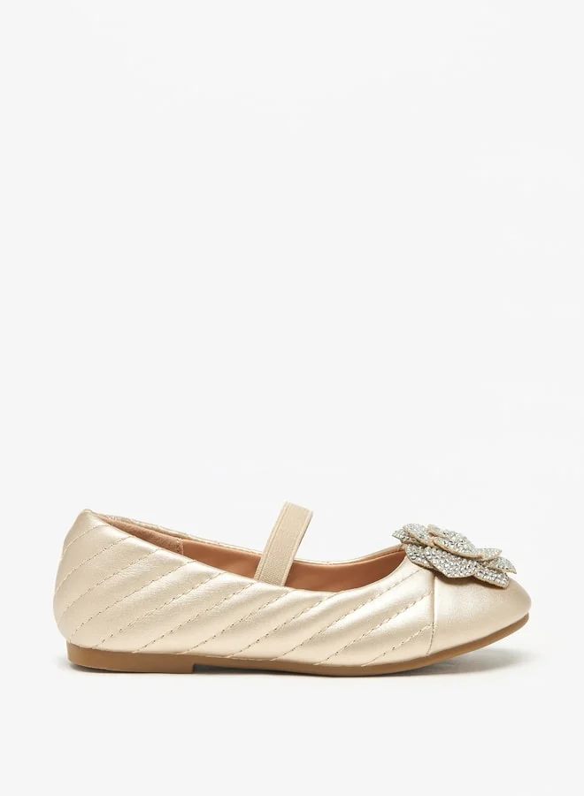 جونيورز Floral Accent Slip-On Ballerina Shoes with Elastic Strap