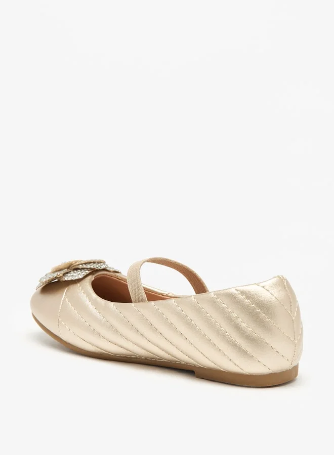 جونيورز Floral Accent Slip-On Ballerina Shoes with Elastic Strap