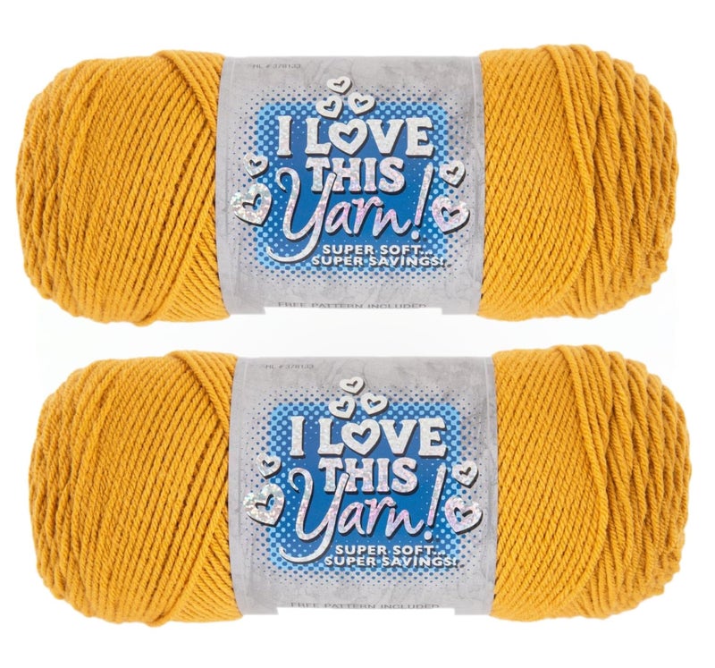 Hobby Lobby I Love This Yarn - 4 Medium 100% Acrylic Yarn for Crocheting & Knitting Blankets, Hats & Accessories, Set of 2, 156 Sungold - Image 1