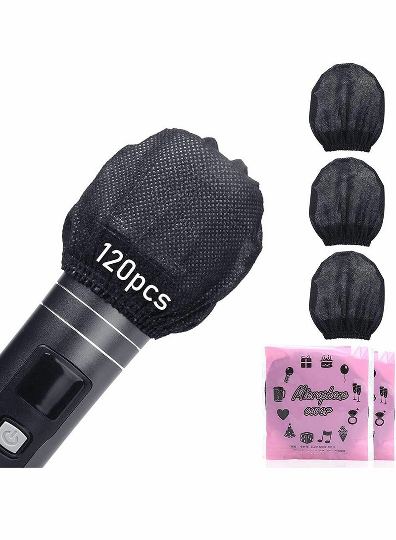 120 Pack Disposable Microphone Covers Sanitary Wrapped Caps Compatible with Shure U O Karaoke Microphone Black  - Image 1