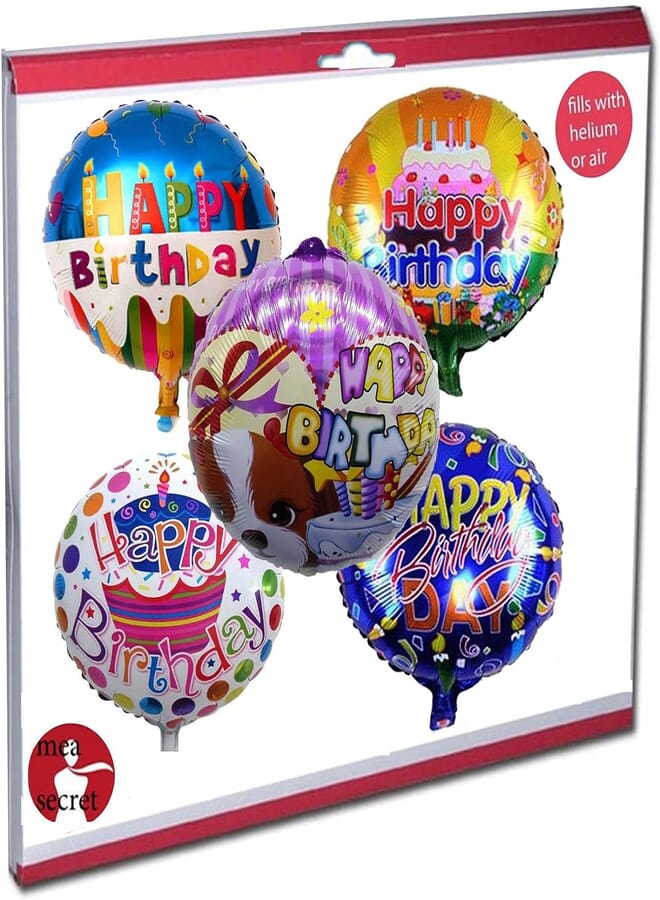 secret happy birthday round foil balloon - 18inch - 5pcs , 2724713668545