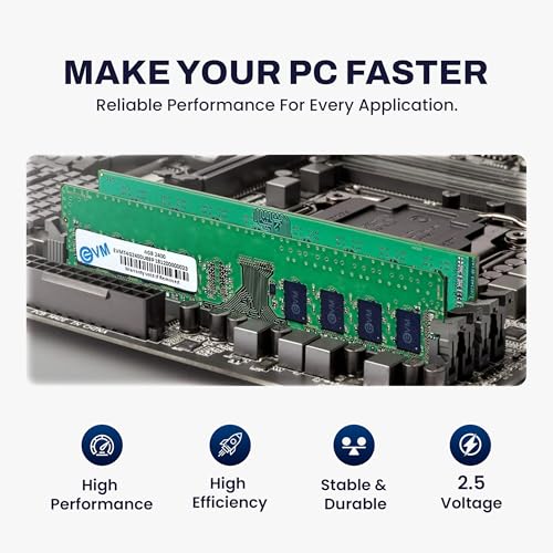 EVM ذاكرة RAM سطح المكتب EVM 4GB DDR4 2400MHz Long-DIMM – جهد منخفض 1.2V، 288-PIN، متوافقة مع إنتل وAMD، ترقية ذاكرة كمبيوتر عالية السرعة – ضمان 10 سنوات (EVMT4G2400U88P) - Image 5