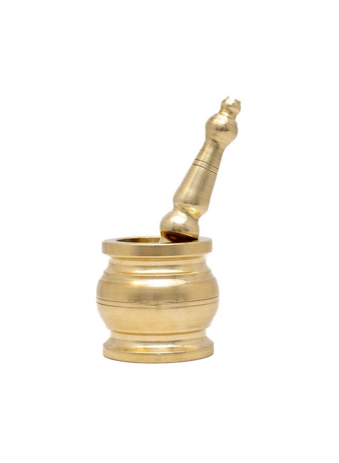 DMI Brass Mortar and Pestle set/kutani for kitchen traditionally known as Khalbatta - 2.75" Diameter - Image 1