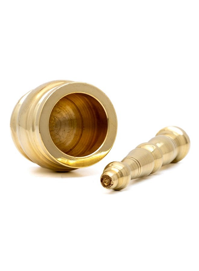 DMI Brass Mortar and Pestle set/kutani for kitchen traditionally known as Khalbatta - 2.75" Diameter - Image 2