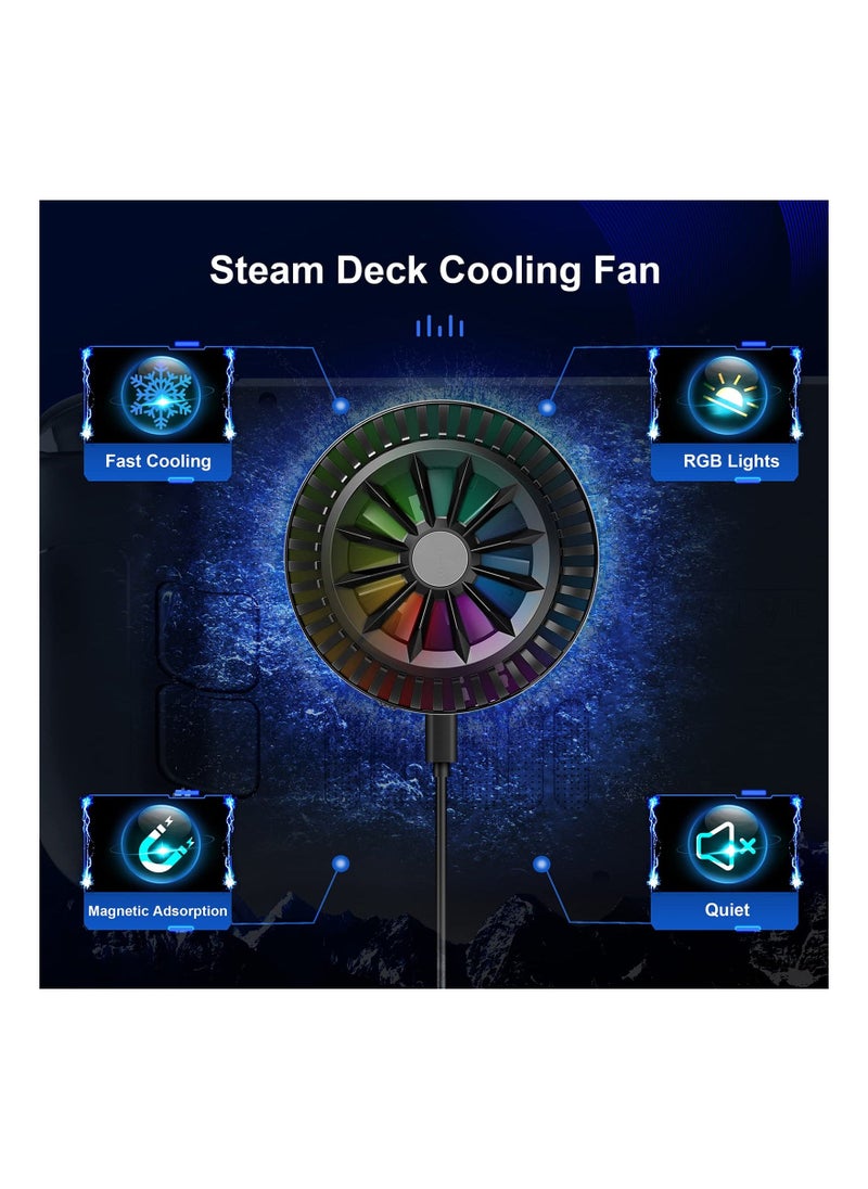 Steam Deck Fan, Semiconductor Cooler for Steam Deck with 7-Blade Fan and RGB Colourful Light, 3 Seconds Fast Cooling Magnetic Fan Cooler for Steam Deck, Switch, Tablet, Cellphones - Image 2