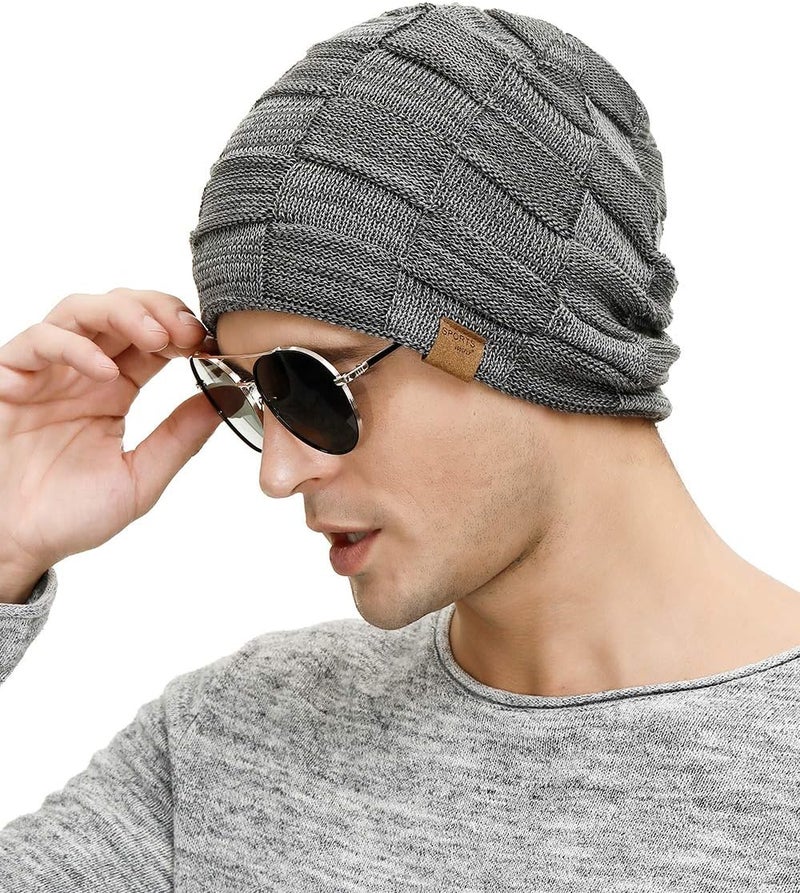 Vgogfly Slouchy Beanie for Men Winter Hats for Guys Cool Beanies Mens Lined Knit Warm Thick Skully Stocking Binie Hat - Image 4