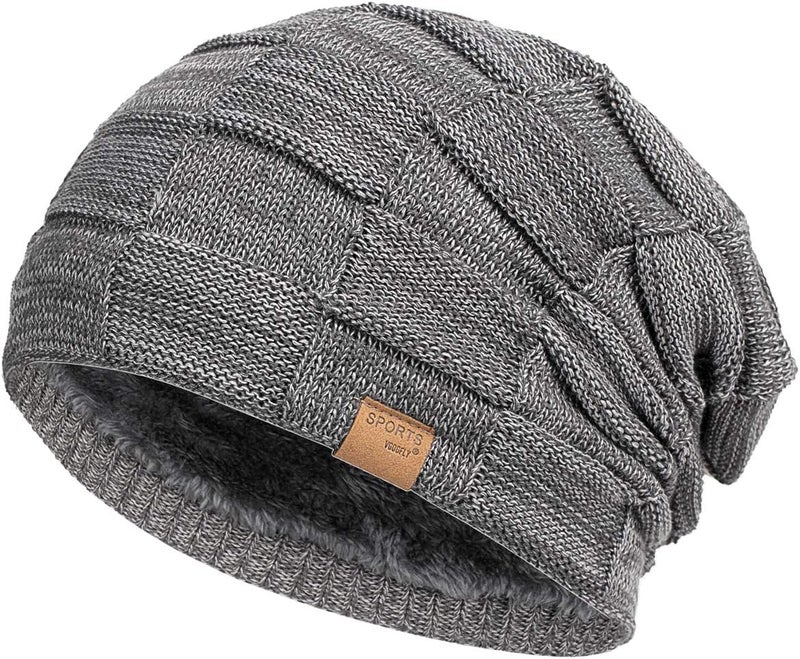 Vgogfly Slouchy Beanie for Men Winter Hats for Guys Cool Beanies Mens Lined Knit Warm Thick Skully Stocking Binie Hat - Image 1