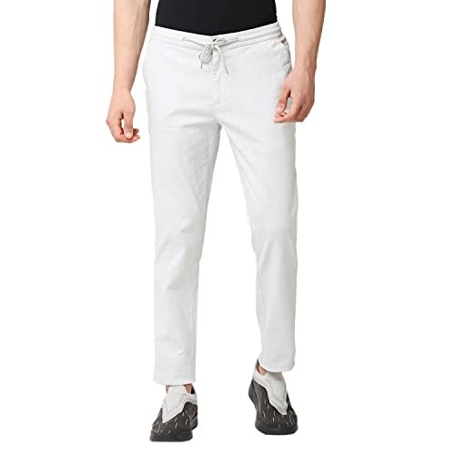 Thomas Scott Men's | Comfort | Slim Fit | Mid-Rise | Drawstring Closure | Solid | 4 Pockets | Woven | Chinos | Trouser (CCBT07_Grey_36) - Image 1