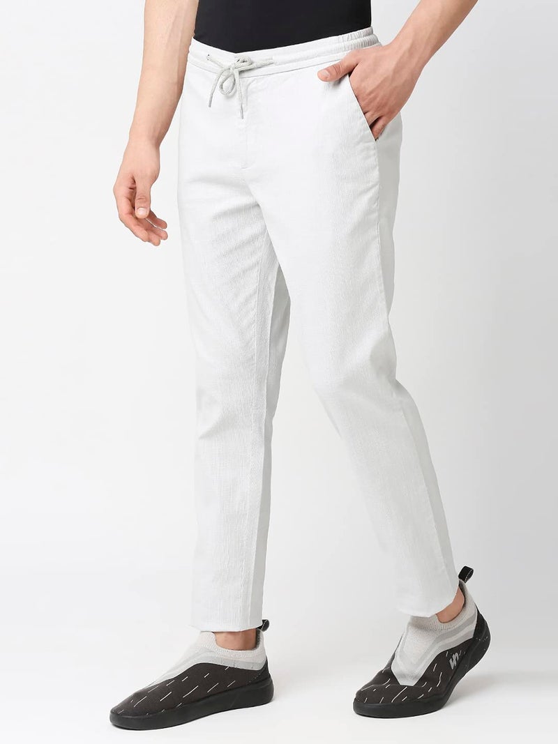Thomas Scott Men's | Comfort | Slim Fit | Mid-Rise | Drawstring Closure | Solid | 4 Pockets | Woven | Chinos | Trouser (CCBT07_Grey_36) - Image 3
