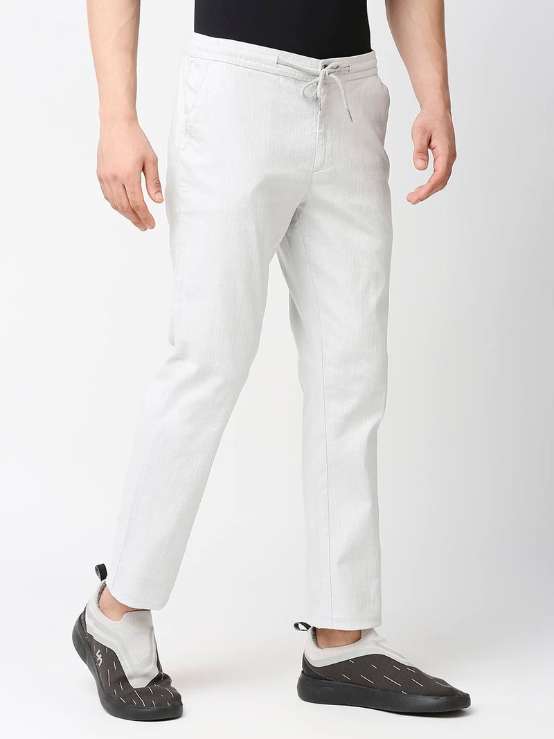 Thomas Scott Men's | Comfort | Slim Fit | Mid-Rise | Drawstring Closure | Solid | 4 Pockets | Woven | Chinos | Trouser (CCBT07_Grey_36) - Image 4