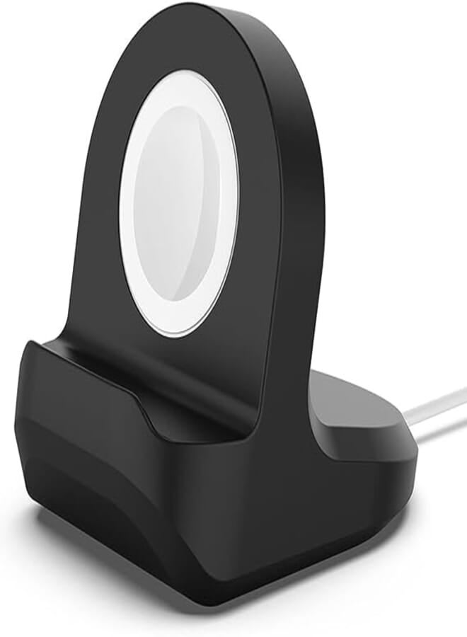 Portable Charging Stand Dock for Apple Watch 7 6 5 4 3 2 SE Series Silicone Charger Iwatch Desktop Station Holder Cradle Accesssories for Smartwatches (Black)