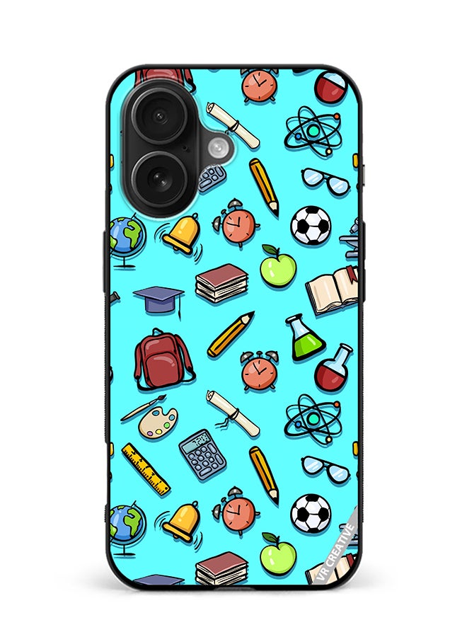 Protective Case Cover For Apple iPhone 16 Plus Cartoon School Color Design Multicolour