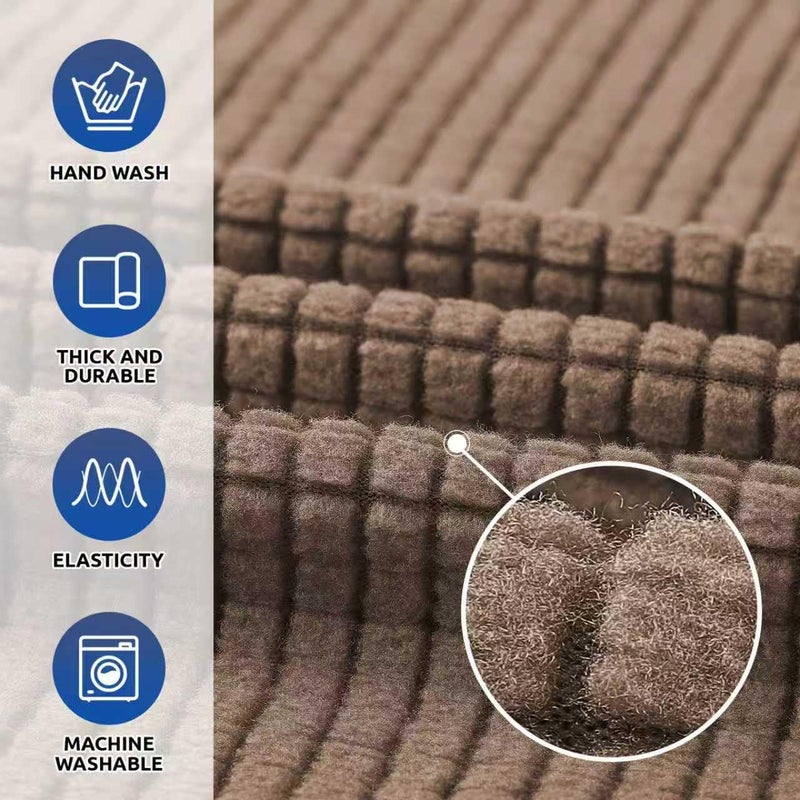 KEKUOU Stretch Sofa Cover Slipcover ï¼ŒCouch Covers for 3 Cushion Couch Sofa pet Friendly (78"-94") Furniture Protector Sofa with Elastic Bottom for Kids,Dog, Jacquard Small Checked(Large,Camel) - Image 5