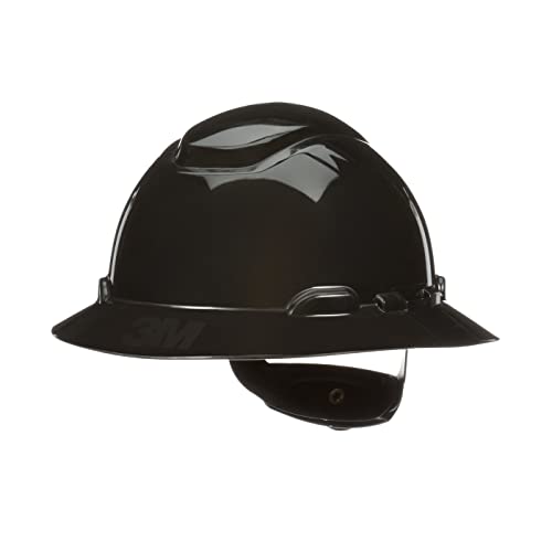 3M Hard Hat SecureFit H-812SFR-UV, Black, Non-Vented Full Brim Style Safety Helmet with Uvicator Sensor, 4-Point Pressure Diffusion Ratchet Suspension, ANSI Z87.1 - Image 1