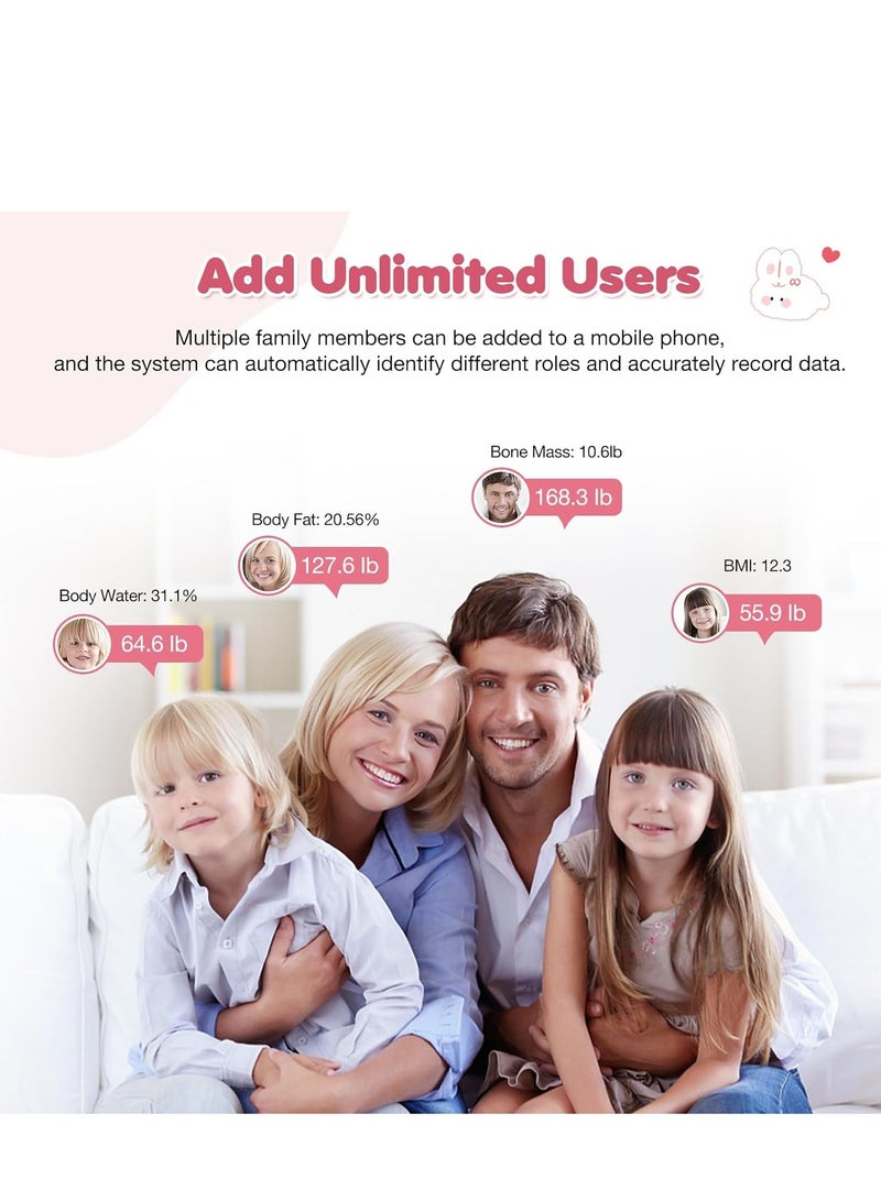 SYOSI Smart Scale for Body Weight, Digital Bathroom BMI Weighing Bluetooth Fat Scale, Composition Monitor Health Analyzer with Smartphone App, Pink - Image 4