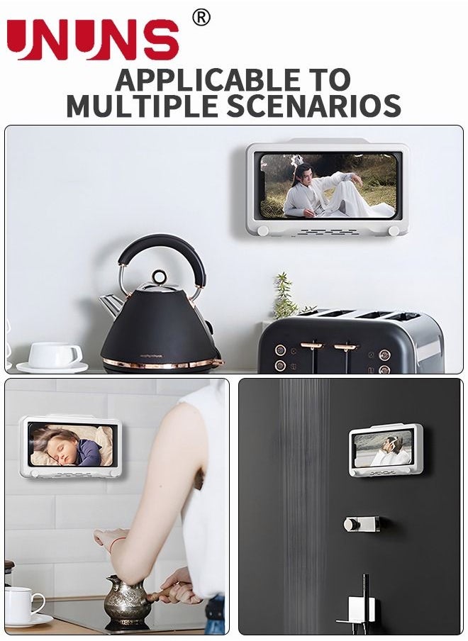 UNUNS 360 Rotating Shower Phone Holder Waterproof Anti-Fog Case ,Shower Accessories Wall Mount & Wall Stickers for Shower Bathroom Mirror Bathtub Kitchen with Touch Screen  - Image 5