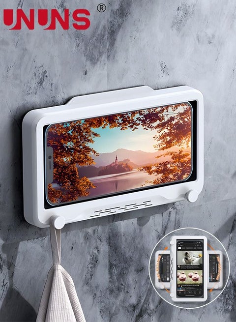 360 Rotating Shower Phone Holder Waterproof Anti-Fog Case ,Shower Accessories Wall Mount & Wall Stickers for Shower Bathroom Mirror Bathtub Kitchen with Touch Screen