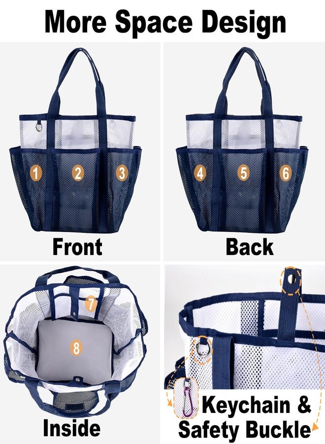 CaCTOUR Mesh Shower Caddy Portable for College Dorm Room Essentials,Large Shower Bag with 7 Pockets for Camping,Swimming,Gym,Travel,Bathroom (Blue) - Image 5