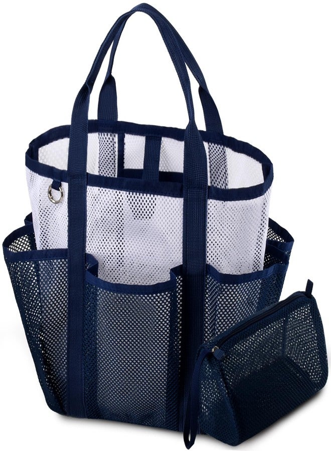 CaCTOUR Mesh Shower Caddy Portable for College Dorm Room Essentials,Large Shower Bag with 7 Pockets for Camping,Swimming,Gym,Travel,Bathroom (Blue) - Image 1