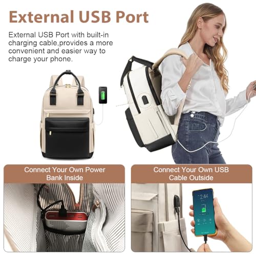 PALAY® Oxford Cloth Laptop Backpack - 15.6 Inches, Women's Travel & School Burden Relief Fashion Contrast Color Backpack - Image 5